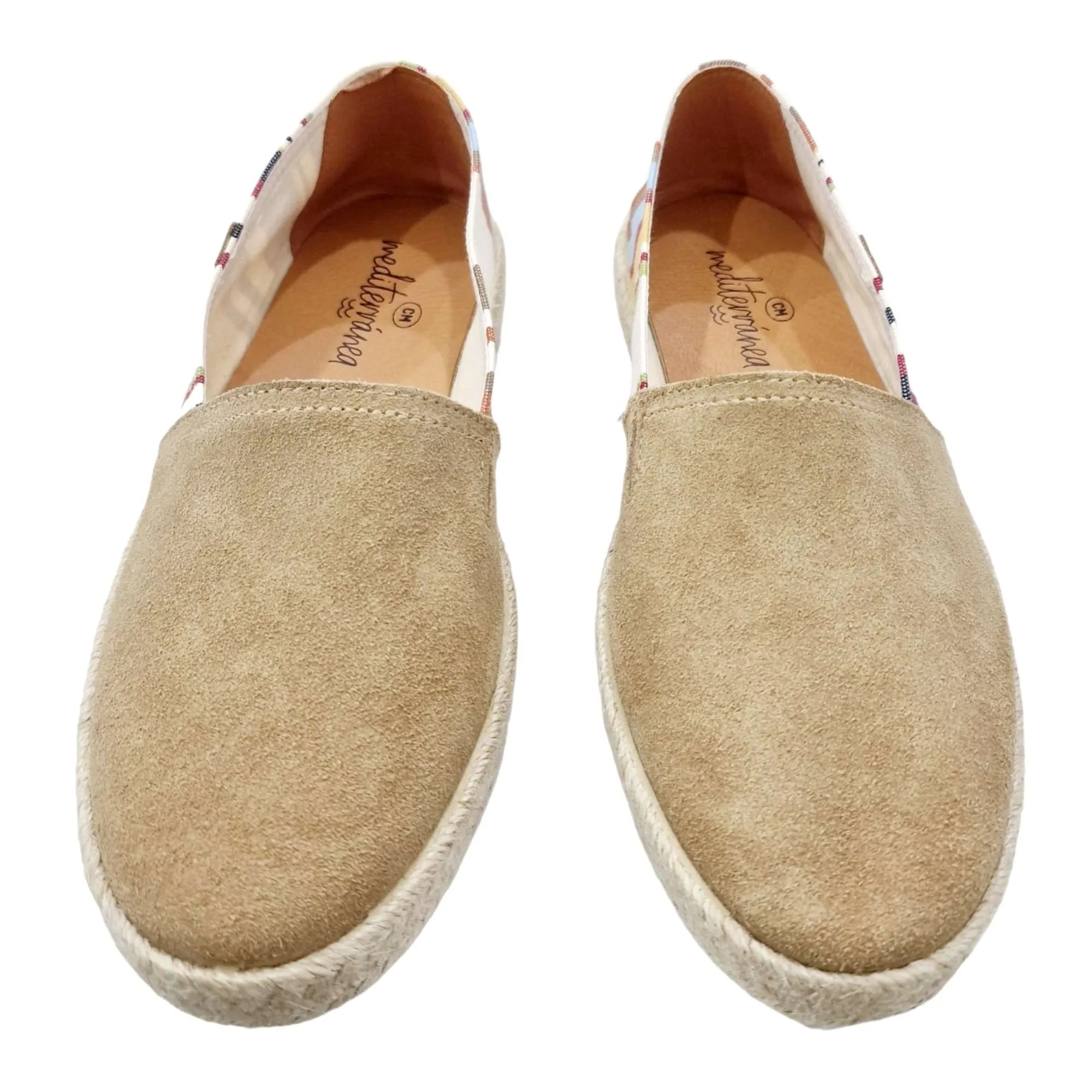 ZAPATO ESPADRILLES HOMBRE RAYAS TEJIDO Y PIEL BEIGE