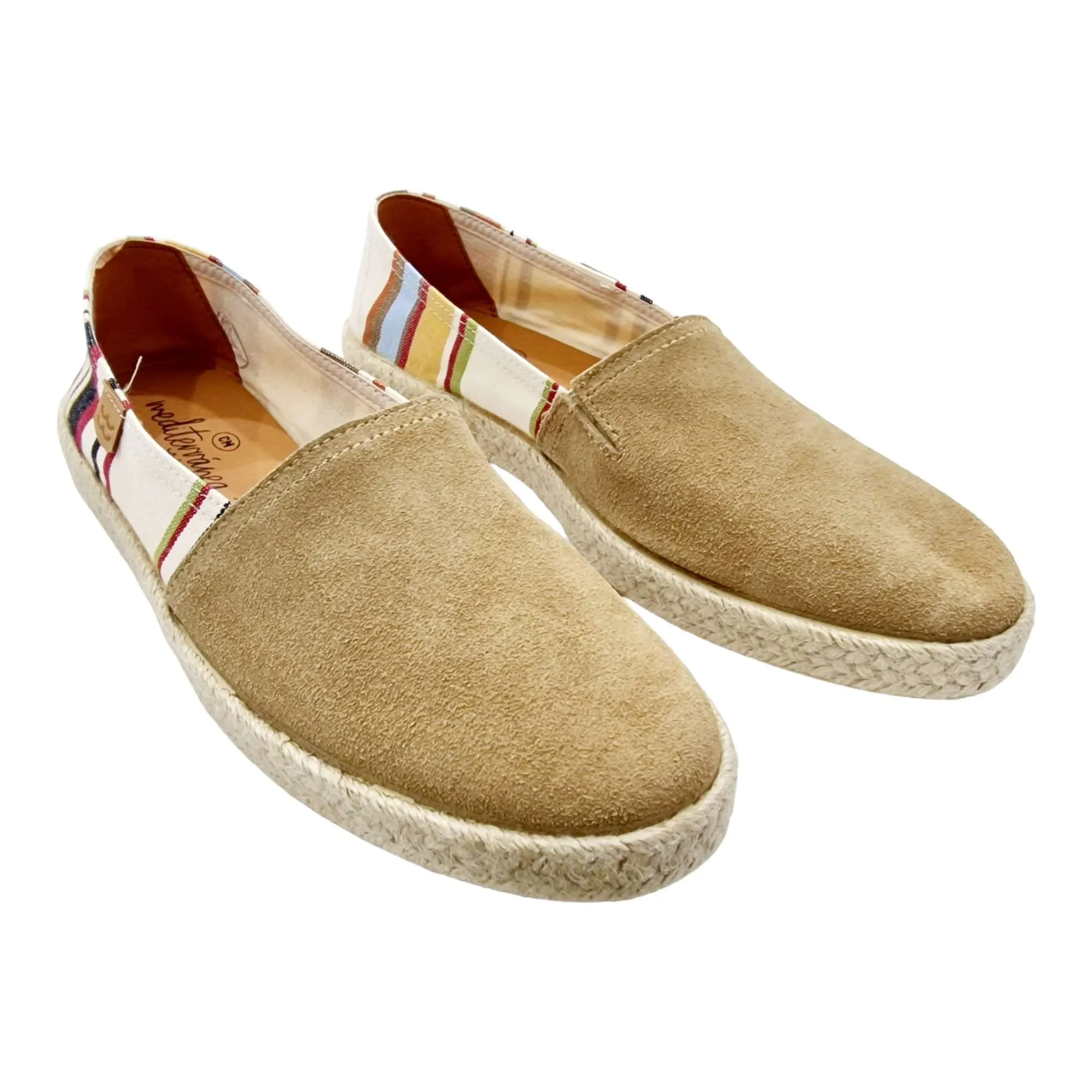 ZAPATO ESPADRILLES HOMBRE RAYAS TEJIDO Y PIEL BEIGE